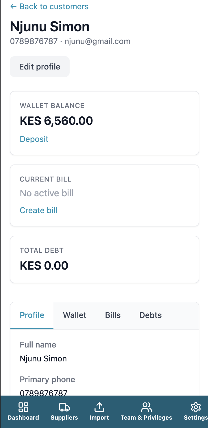Byz360 customer management—records, history, and wallets